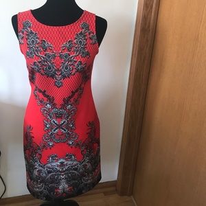 Beautiful red dress with black and gray details